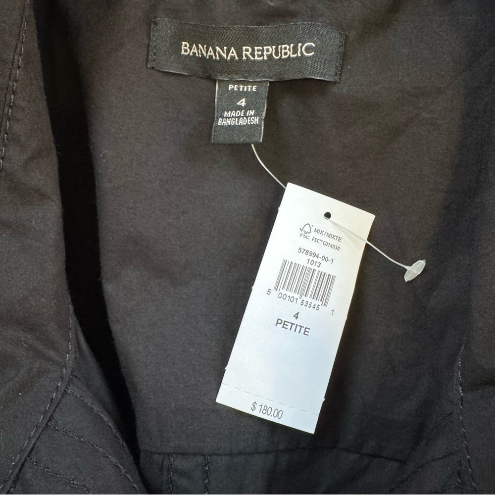 NWT Banana Republic Sleeveless Cut Out Poplin Midi Button Up Black Dress Size 4P - Picture 10 of 15